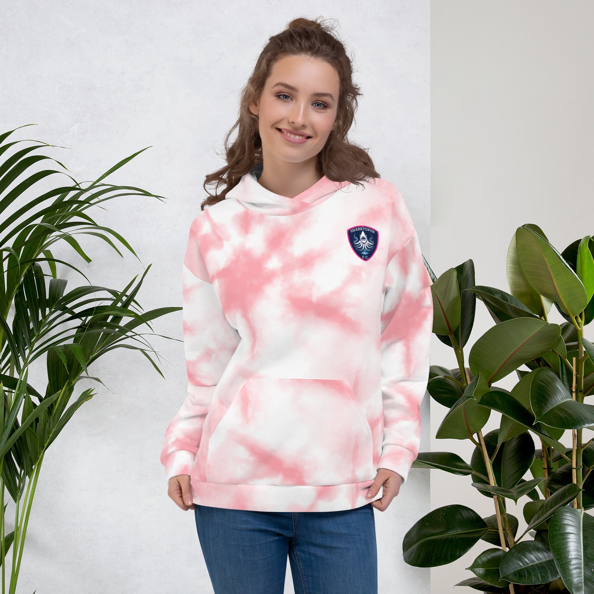 Sharktopus Unisex Tie dye Pink Hoodie